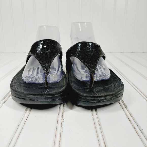 Fitflop Electra Black Slip On Platform Flip Flops Thongs Sandals K662 - Picture 3 of 11